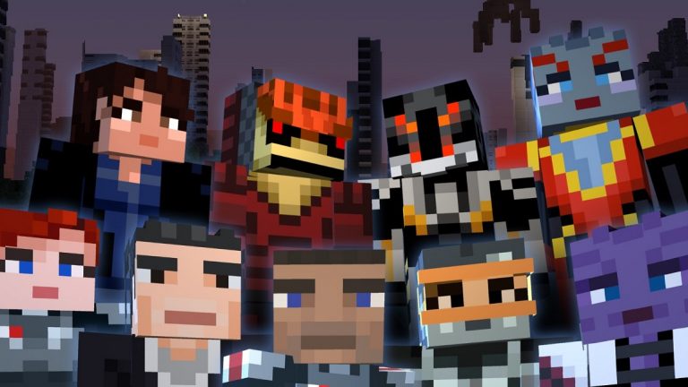 Shepard, Liara, Garrus and the others in the theme pack Mass Effect for Minecraft